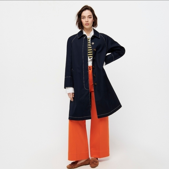 J Crew Trench Coat with Contrast Topstitch AI399 - Picture 1 of 4
